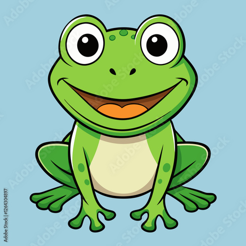green frog cartoon  - vector illustration
