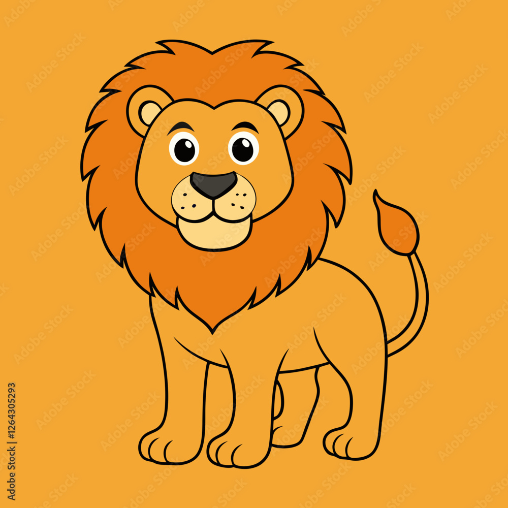Obraz premium lion cartoon isolated on white - vector illustration