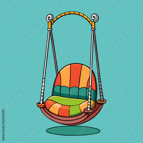 vector illustration of an apple on a swing