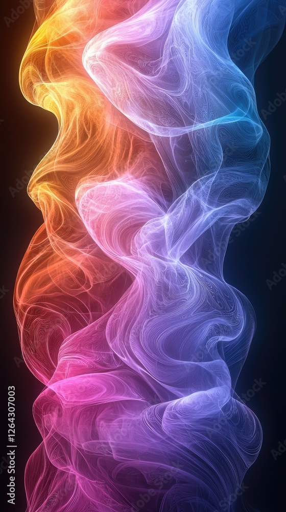 Colorful swirling smoke patterns creating a vibrant abstract background for creative projects Colorful swirling smoke patterns creating a vibrant abstract background for creative projects