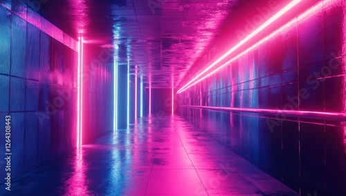 Wallpaper Mural Futuristic visuals emerge from the fine grain overlays on neon pink and cobalt blue gradients. Torontodigital.ca