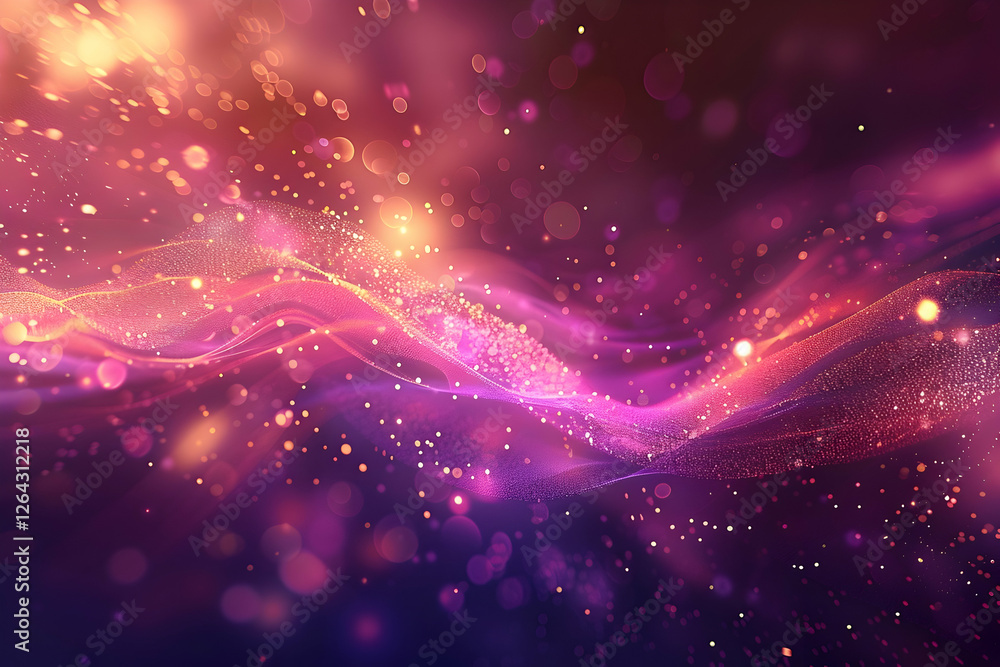 Fototapeta premium Colorful abstract background with flowing waves of light and bokeh effects, creating a dreamy atmosphere