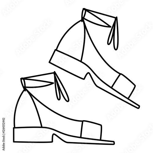 Shoes, open summer women's sandals. Flat line vector illustration eps10