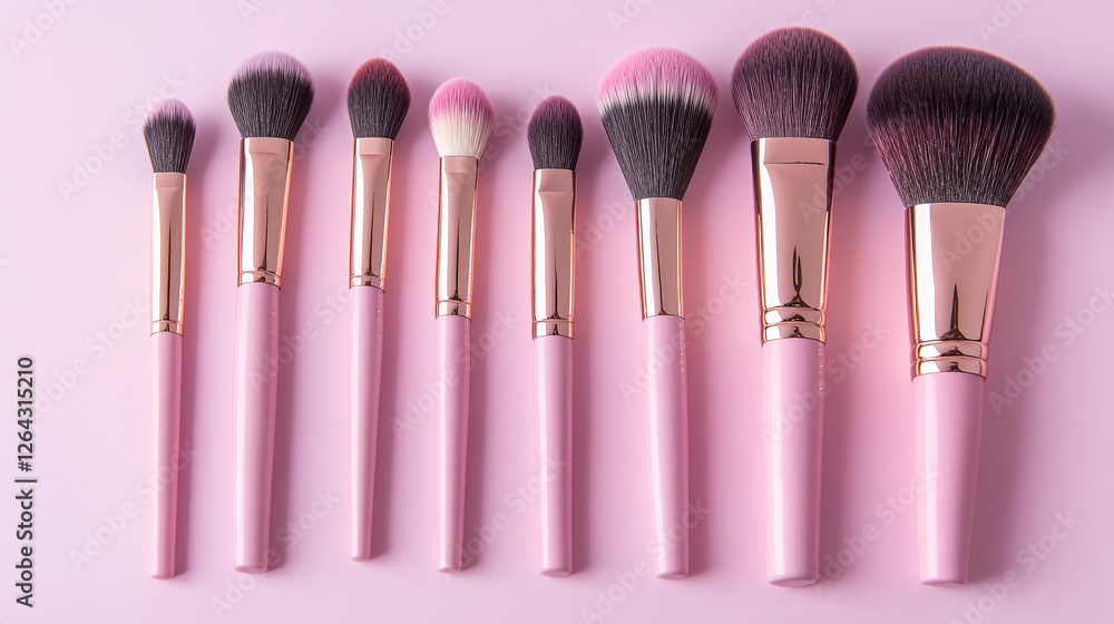 Makeup brushes, professional cosmetic tools. Vector realistic set of 3d make up brushes different sizes for blush, eyeshadow, foundation and concealer. Beauty tassels for visage Makeup brushes, professional cosmetic tools. Vector realistic set of 3d make up brushes different sizes for blush, eyeshadow, foundation and concealer. Beauty tassels for visage