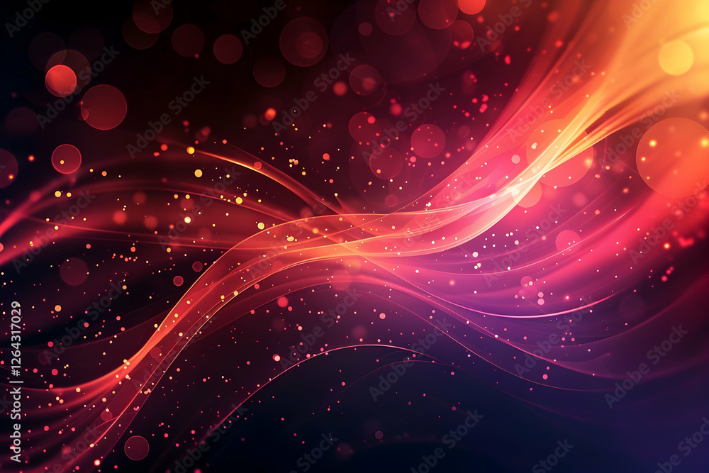 Obraz premium Colorful abstract wave pattern with glowing particles, creating a vibrant background scene