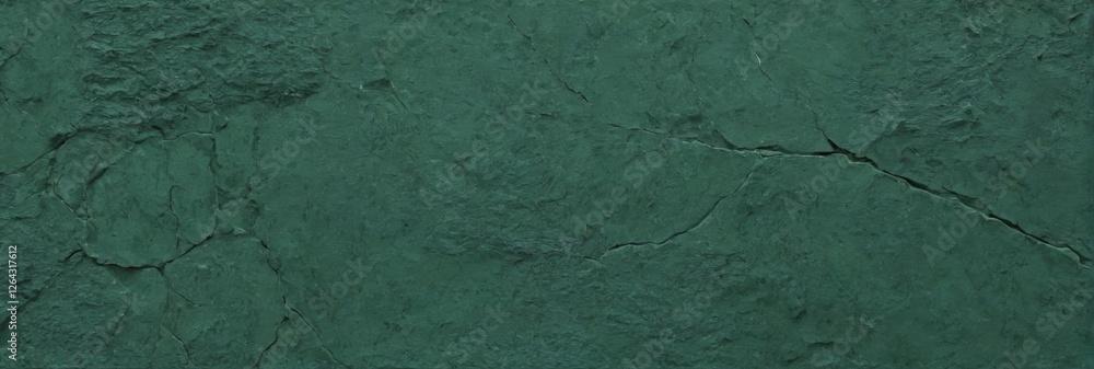 Obraz premium Dark Green Textured Surface with Visible Cracks and Jagged Areas, Rough Texture, CloseUp View Adobe Stock