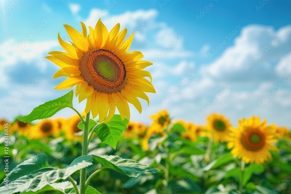 Field of blooming sunflowers sky outdoors blossom. Field of blooming sunflowers sky outdoors blossom.
