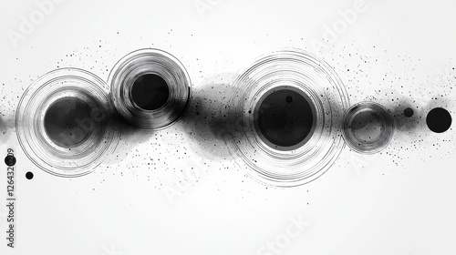 Obraz na płótnie Abstract black and white circles with splashes on a light background, ideal for modern design w salonie