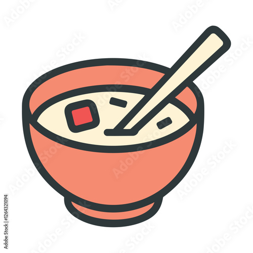Miso soup with tofu and chopsticks