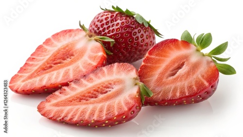 Sliced Strawberries Close-up, Red Fruit Composition, Juicy Texture, Summer Berries, Food Photography, Strawberry Background Strawberry, Food Photography