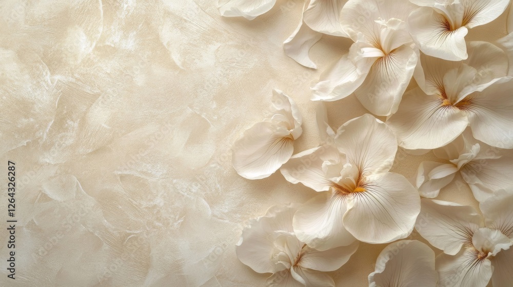 Fototapeta premium background in beige tones with barely noticeable iris petals