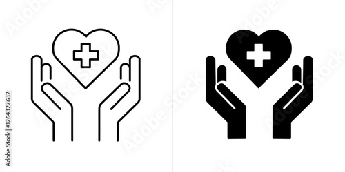 Healthcare line and solid web icon set. Vector illustration