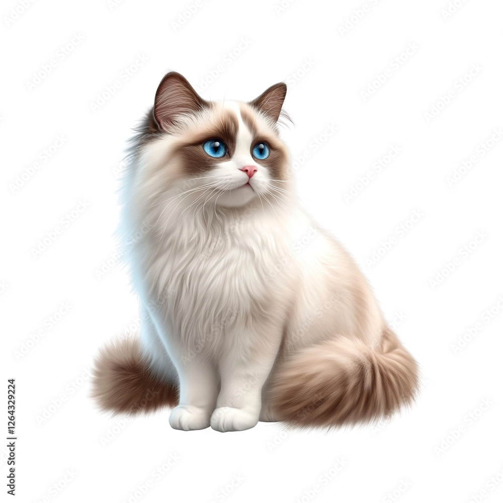 Fototapeta premium Adorable Ragdoll Kitten with Striking Blue Eyes