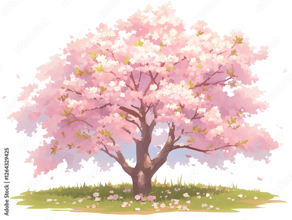 Obraz premium リアルで美しい桜の木のイラスト｜背景・装飾・ポスターに