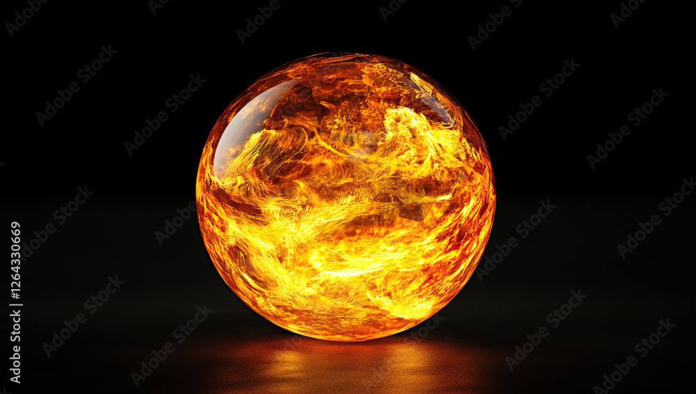 Fiery Sphere on Black Background Fiery Sphere on Black Background