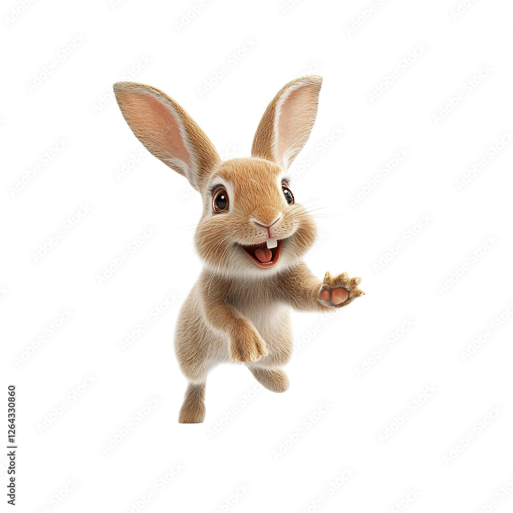 Obraz premium Adorable 3D Rendered Bunny Rabbit Reaching Out