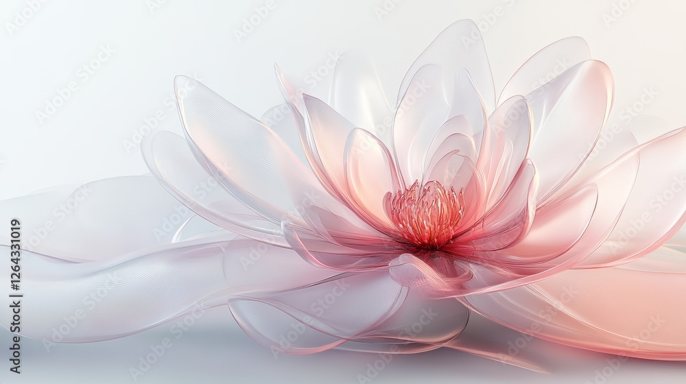 Obraz premium delicate flower like a glass. The flower petals should be light pink and translucent. The background should be white
