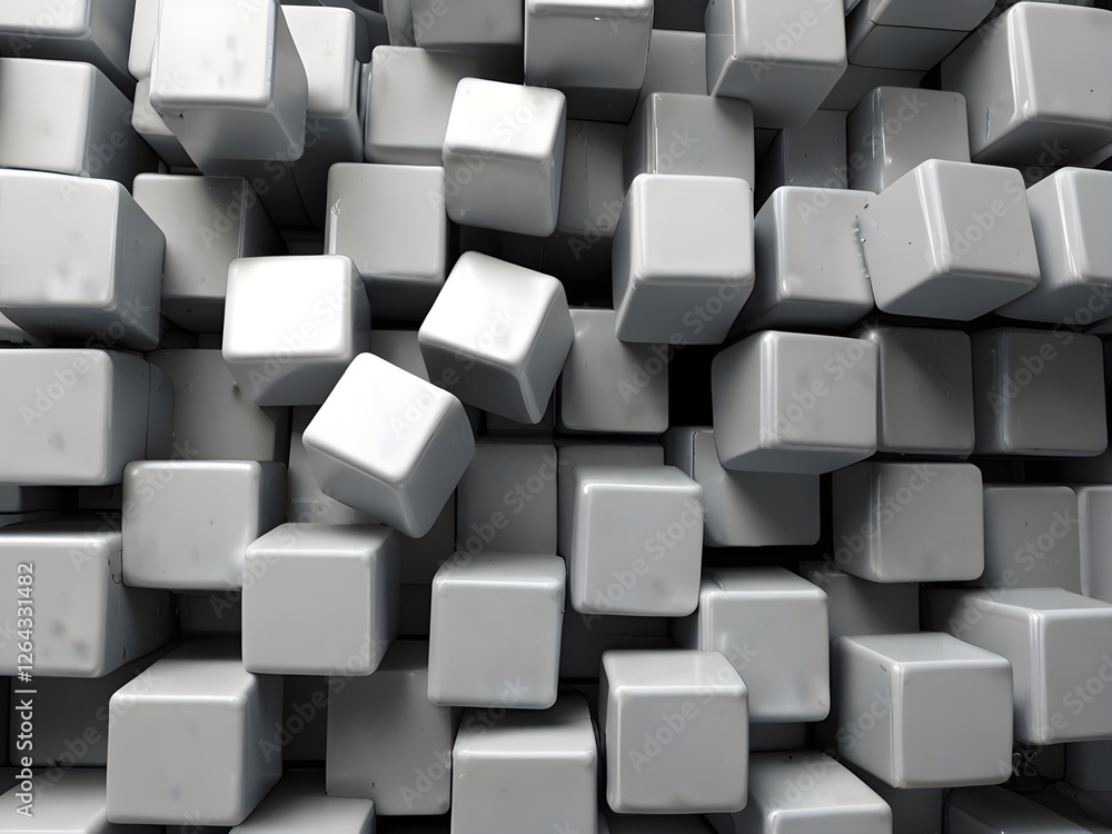 Abstract 3D Background with Randomly Shifted White Cube Blocks for Futuristic and Tech-Inspired Design Abstract 3D Background with Randomly Shifted White Cube Blocks for Futuristic and Tech-Inspired Design