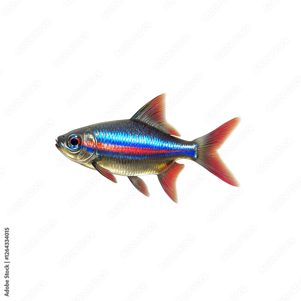 Fototapeta premium Vibrant Neon Tetra Fish Isolated on on white background