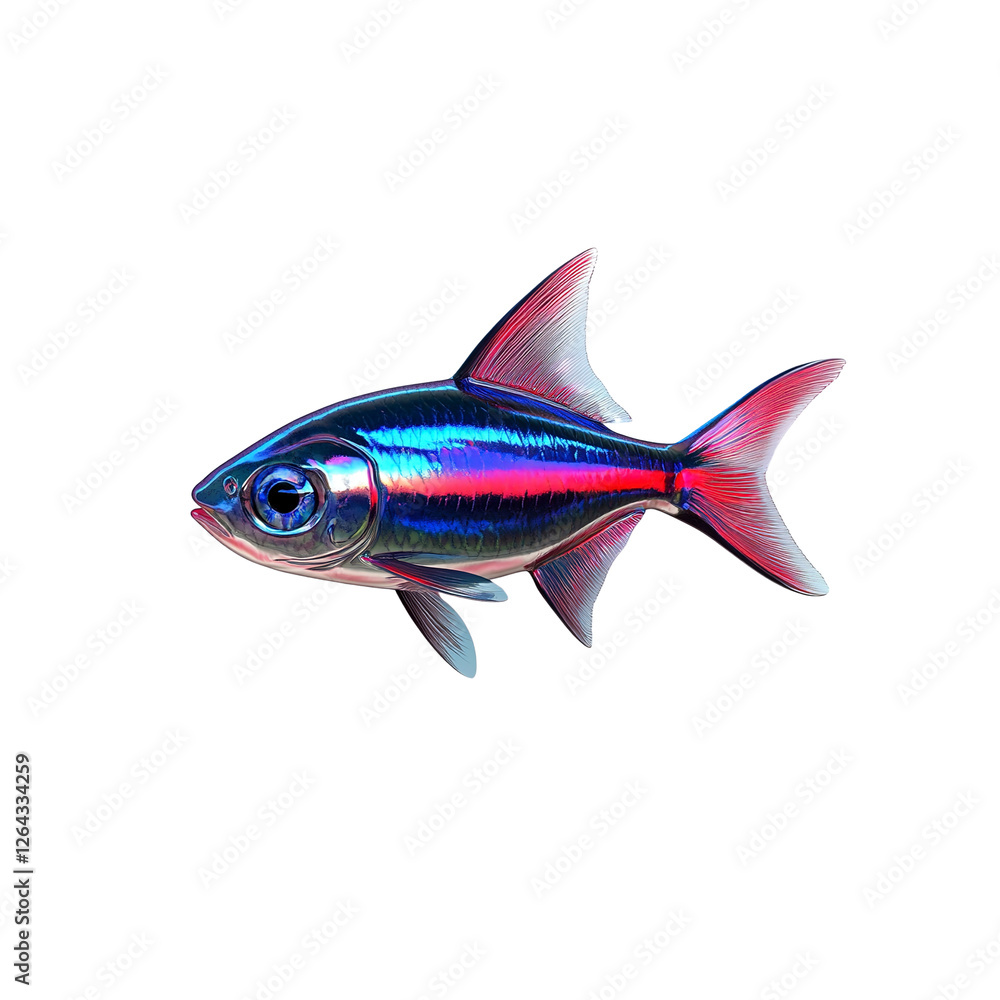 Fototapeta premium Iridescent Neon Tetra Fish Vibrant Aquatic Life in Striking Detail
