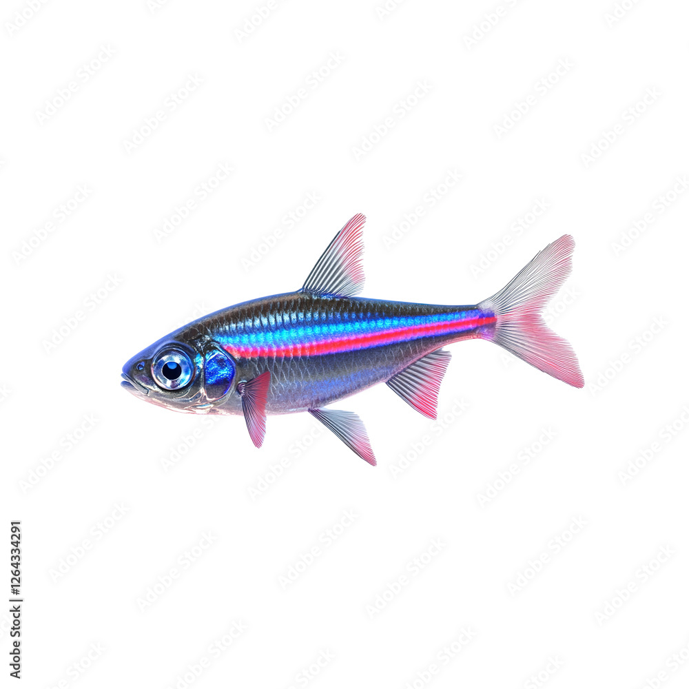Obraz premium Vibrant Neon Tetra Fish Isolated on on white background