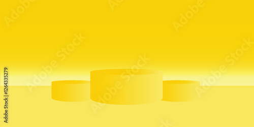 Yellow Background Empty Room Studio with table.Yellow Gallery room Background copy space, Abstract minimal design use for backdrop shooting for products presentation on Summer holiday promotion,Sales