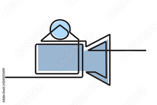 Movie sports camera clipart elegance continuous line drawing. 