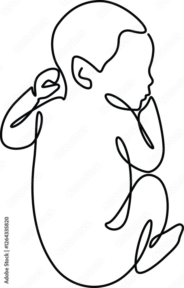 Obraz premium Newborn baby sleeping mood elegance continuous line artwork. 