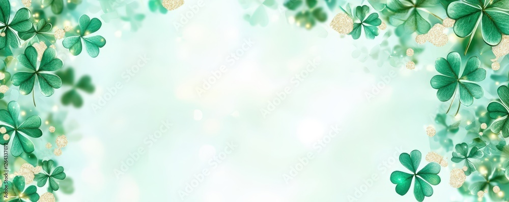 A serene background adorned with vibrant green clovers, creating a fresh and lively atmosphere perfect for spring or St. Patrick's Day themes. A serene background adorned with vibrant green clovers, creating a fresh and lively atmosphere perfect for spring or St. Patrick's Day themes.