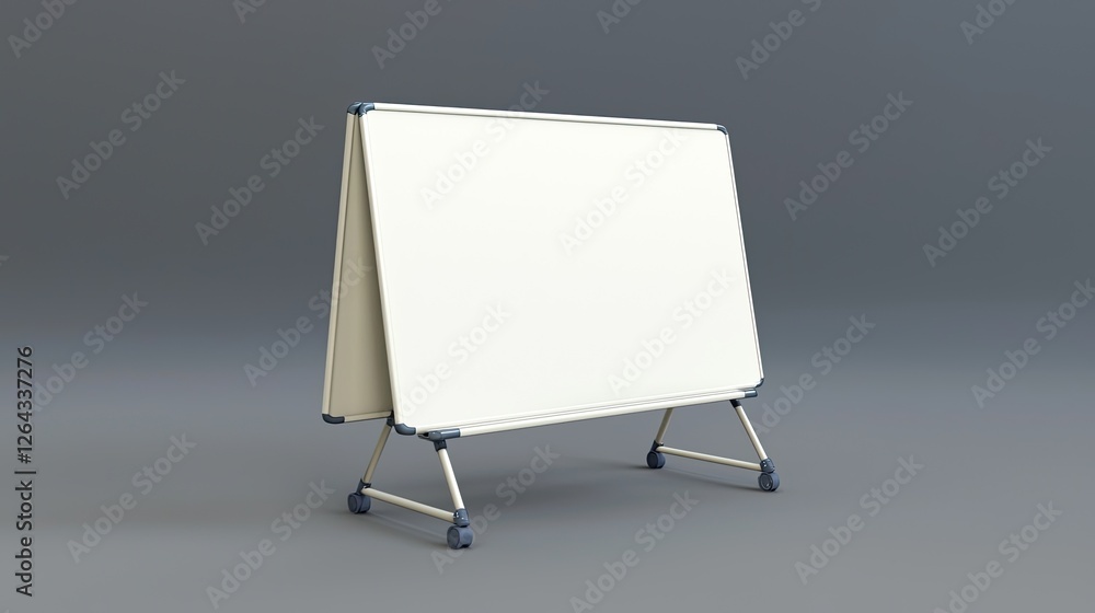 Blank presentation board on wheels in a minimalist setting, ready for creative brainstorming session Blank presentation board on wheels in a minimalist setting, ready for creative brainstorming session
