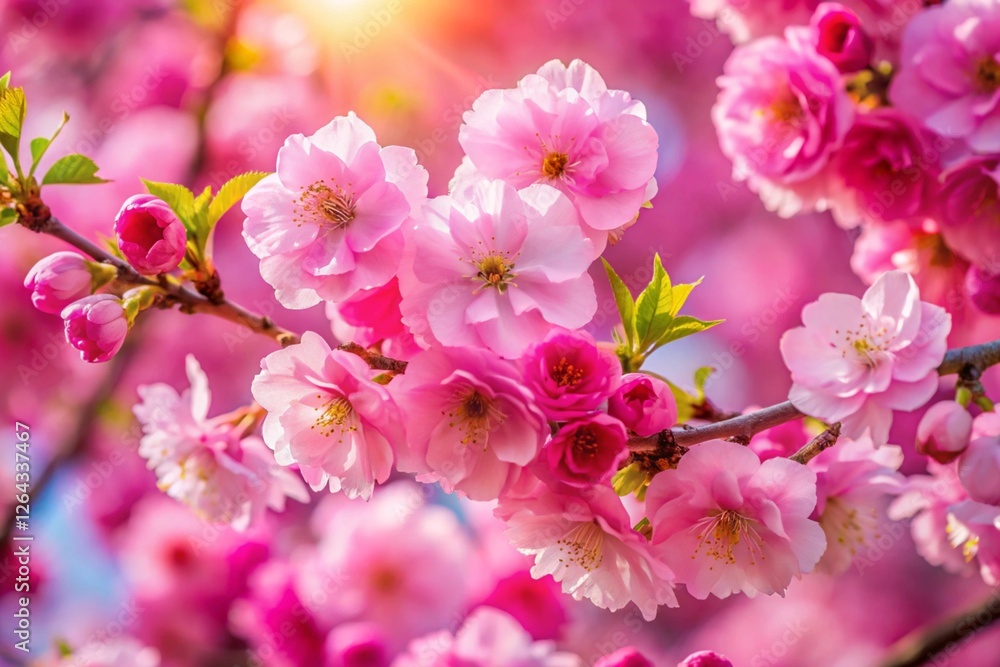 Beautiful spring natural background with bright pink cherry blossom flowers close up macro. Beautiful spring natural background with bright pink cherry blossom flowers close up macro.