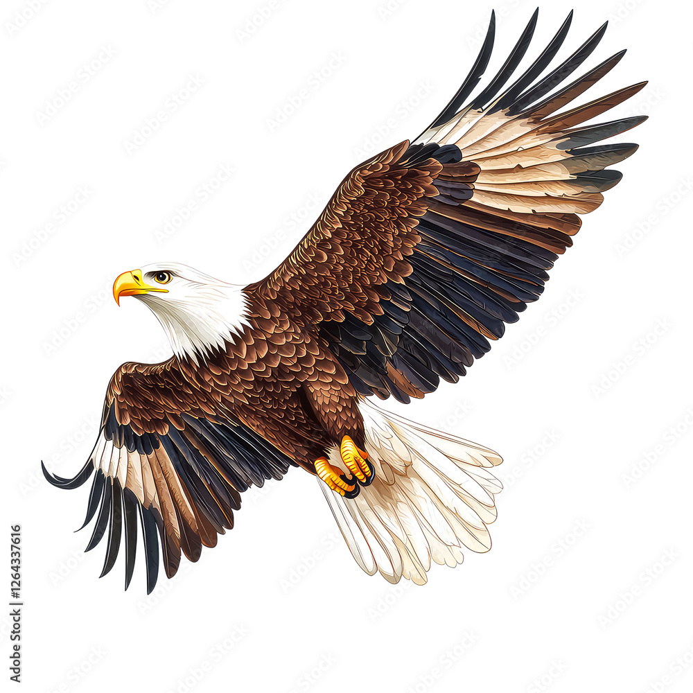 Fototapeta premium Majestic Bald Eagle in Flight: A Stunning Wildlife Image
