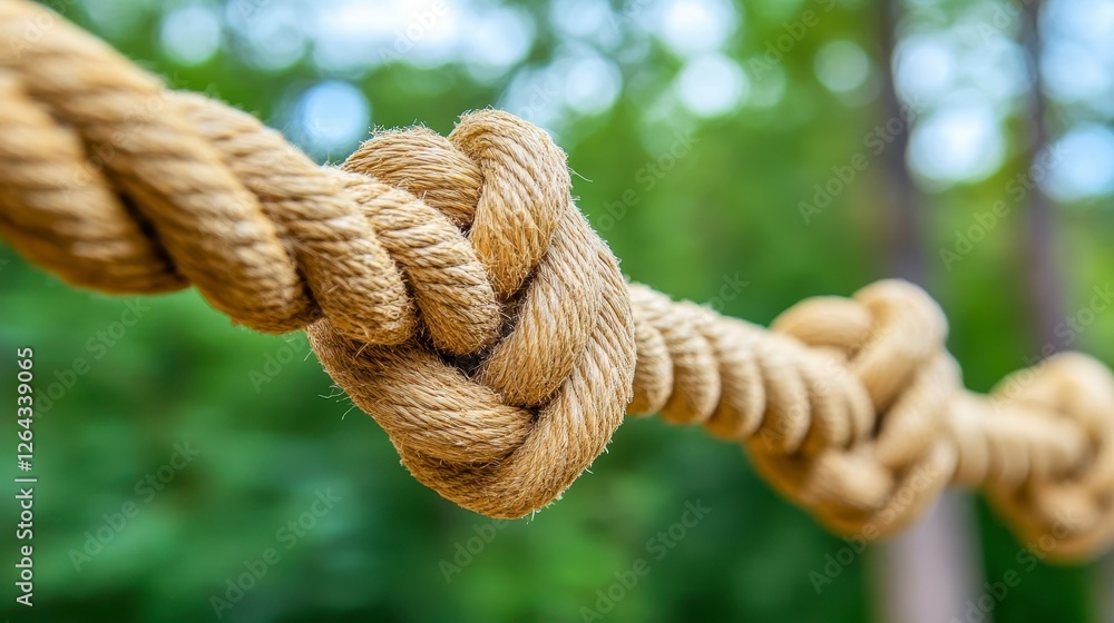 Close-Up View of a Beautifully Knotted Natural Jute Rope Close-Up View of a Beautifully Knotted Natural Jute Rope