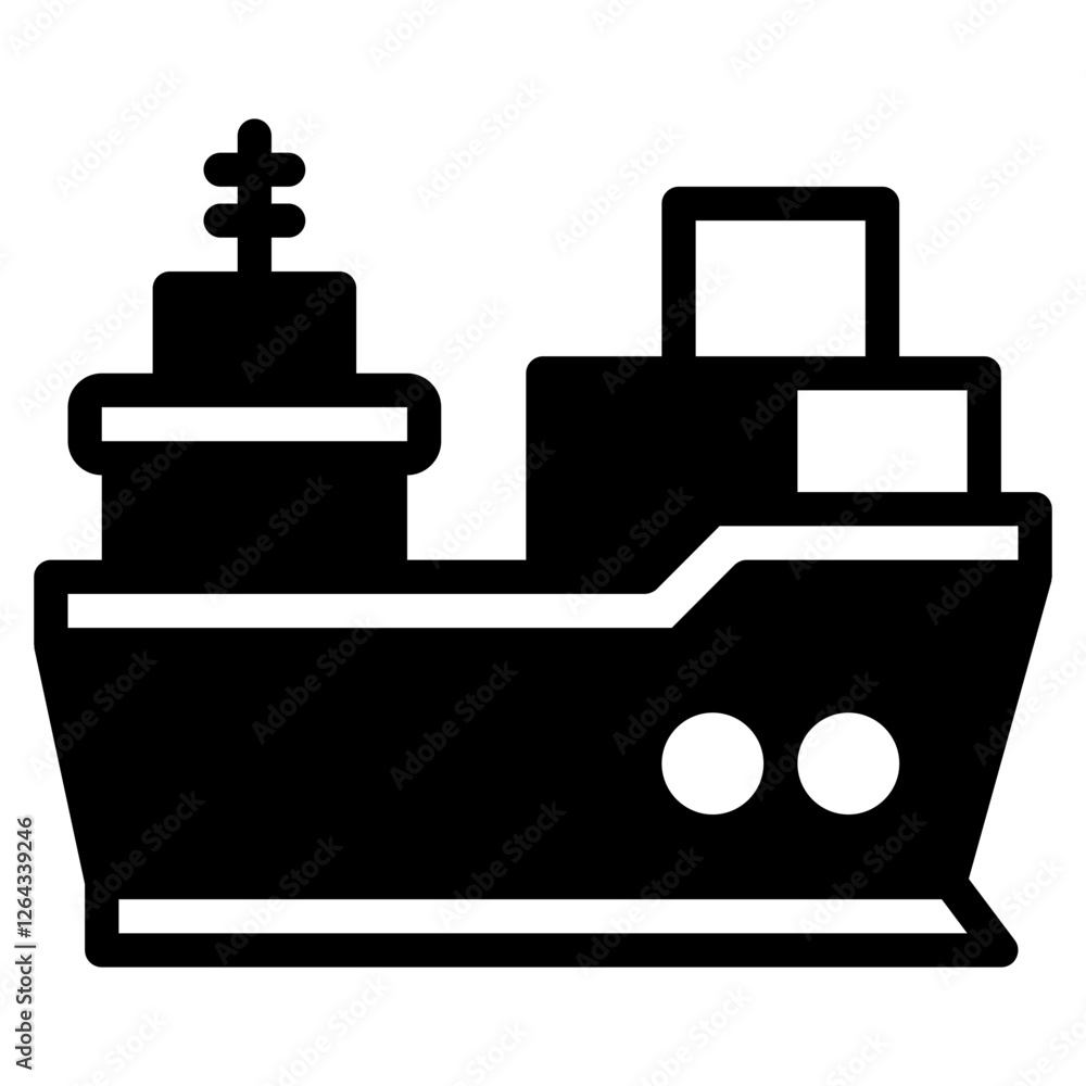 Iconic Silhouette of a Cargo Ship for Logistics Iconic Silhouette of a Cargo Ship for Logistics