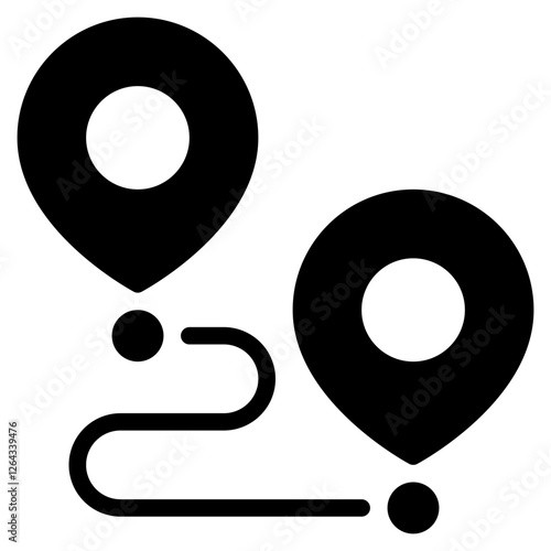 Stylish Map Route Icon for Navigation