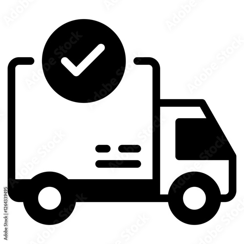 Icon of Delivery Truck with Checkmark Symbol