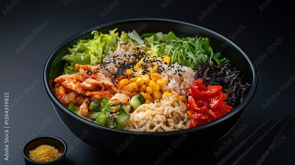 Fresh Salad in a Modern Black Bowl, Perfect for Healthy Dining Fresh Salad in a Modern Black Bowl, Perfect for Healthy Dining