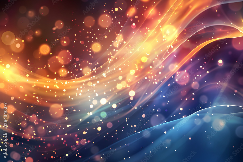 Fototapeta premium Colorful abstract background with flowing waves and glowing particles creating a vibrant atmosphere