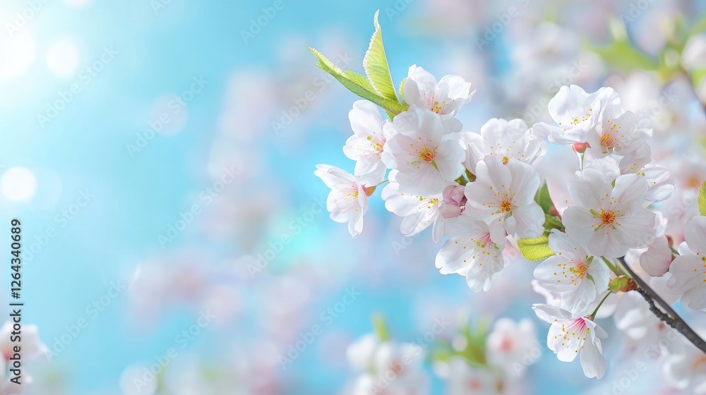 Spring blossoms, sunny sky, floral background, nature Spring blossoms, sunny sky, floral background, nature