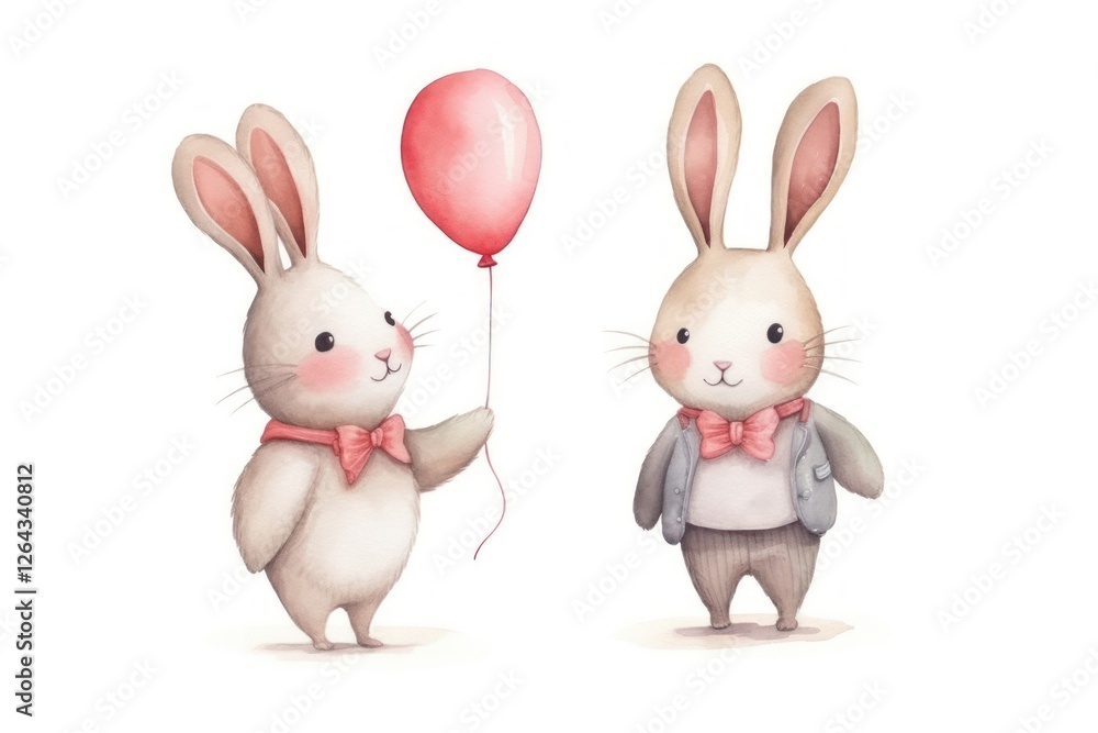 Obraz premium Cute rabbit couple animal balloon mammal.