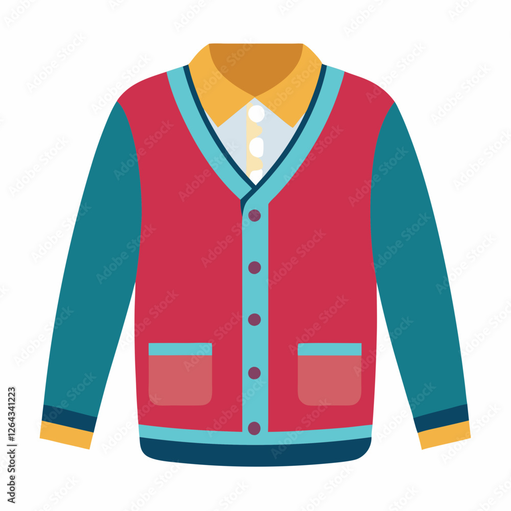 Cardigan Outline on White Background Cardigan Outline on White Background