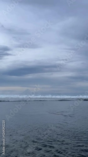 Beautiful Soft blue ocean wave on fine sandy beach