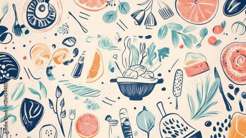 Colorful Food Pattern Design