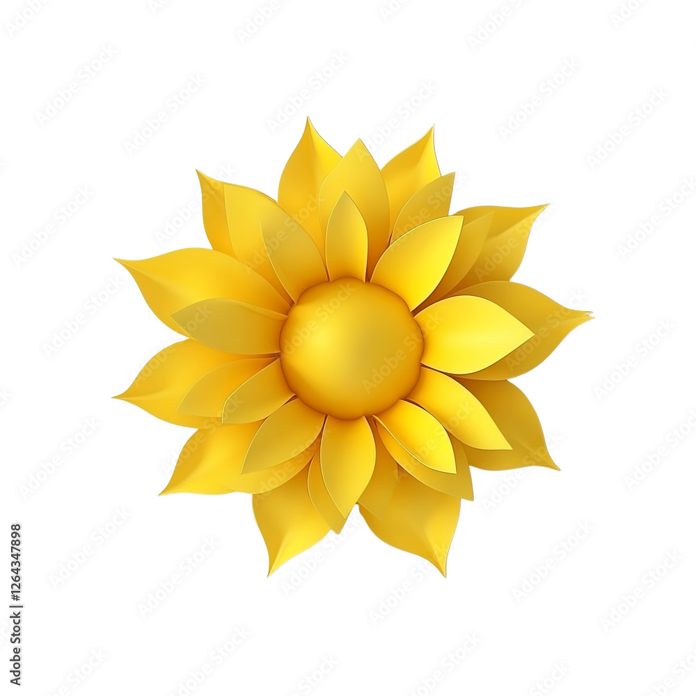 Obraz premium Golden Sun-like Flower, Abstract Floral Design Element