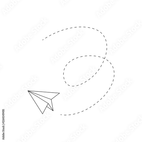 dashed line showing paper airplane path