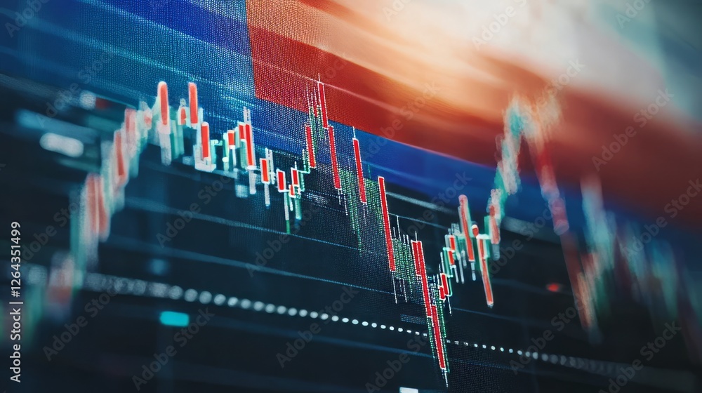 Candlestick Chart Displays Market Volatility. Indicative Of Potential Financial Risk And Opportunity. Candlestick Chart Displays Market Volatility. Indicative Of Potential Financial Risk And Opportunity.