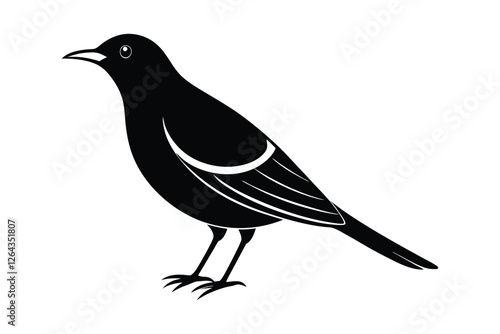 A black and white vector art illustration of a bird2.eps