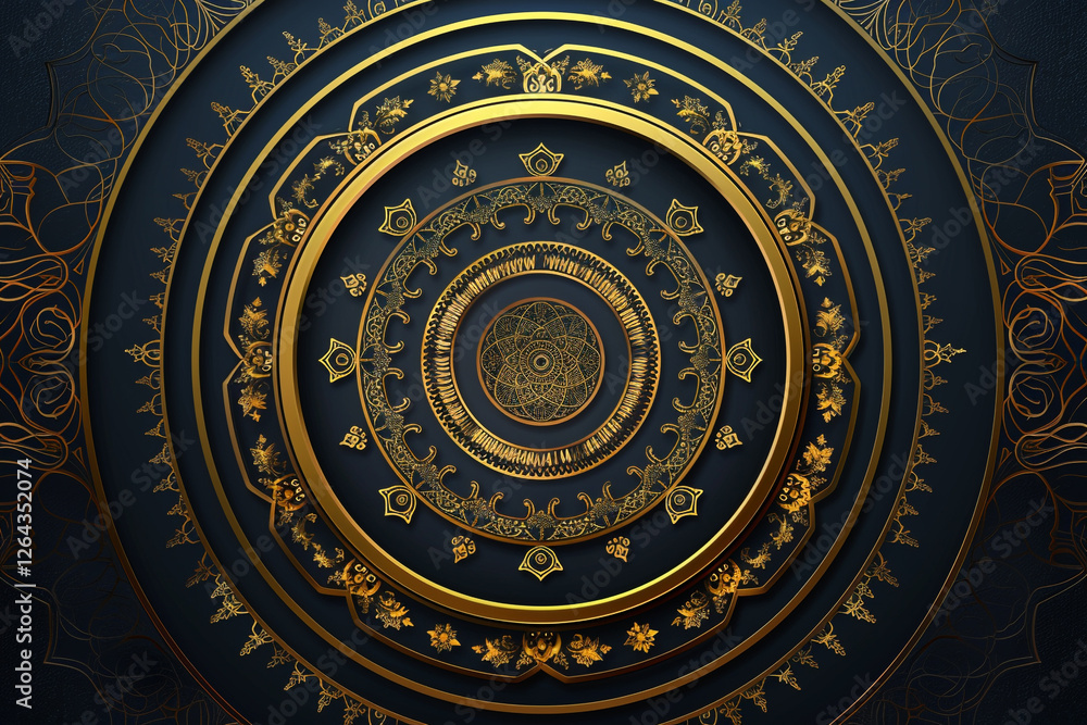 Obraz premium Elegant Golden Mandala on Dark Luxury Background in Arabic Style