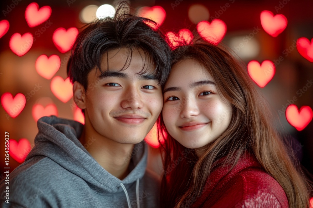 Sign of love and affection. Commercial ad picture idea. Valentine's day, affectionate couple: dazzling dazzling, image of loving asian adolescent couple. Fairytale love. Luxury romance. Sign of love and affection. Commercial ad picture idea. Valentine's day, affectionate couple: dazzling dazzling, image of loving asian adolescent couple. Fairytale love. Luxury romance.