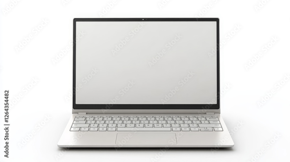 Laptop computer with white screen and keyboard front and top view. Vector realistic mockup of modern notebook, portable desktop pc with blank monitor display isolated on white background Laptop computer with white screen and keyboard front and top view. Vector realistic mockup of modern notebook, portable desktop pc with blank monitor display isolated on white background